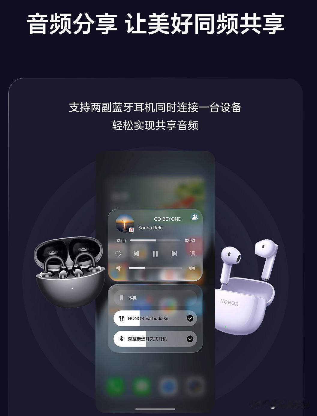 MagicOS11最新功能，音频分享，两个人听歌终于不用一人一只耳机了

Mag
