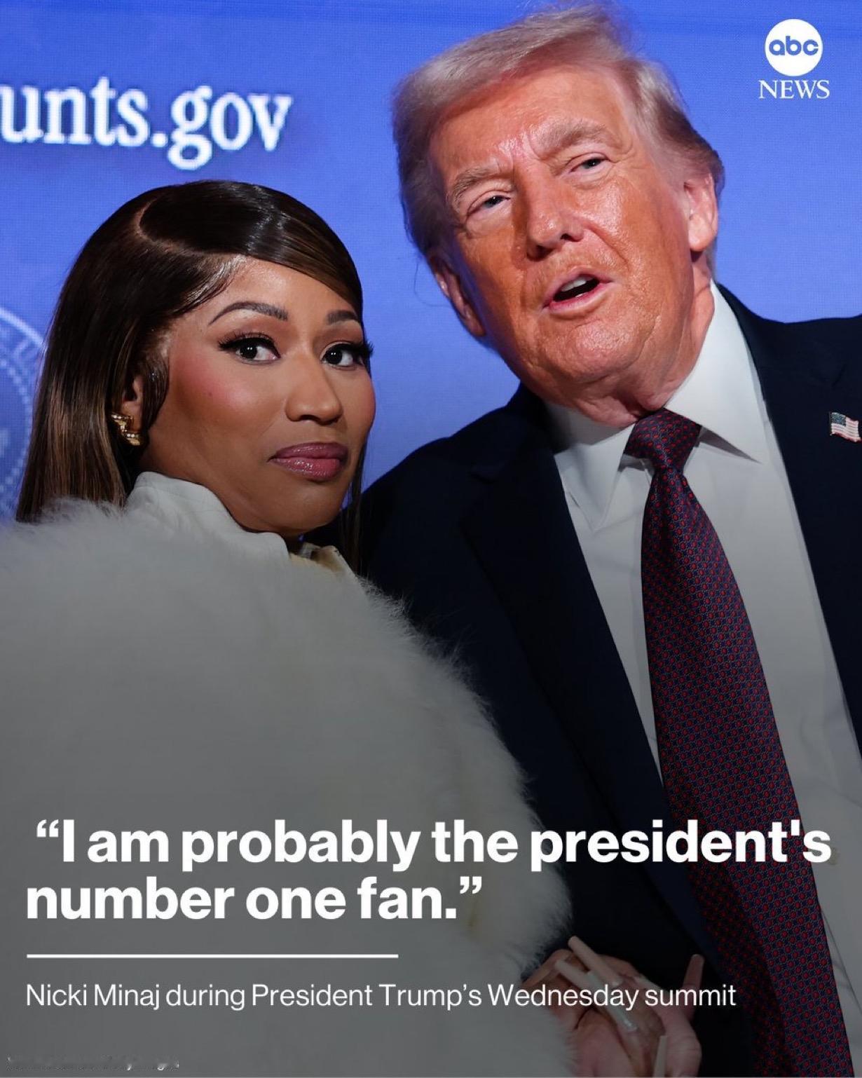 当地时间周三，在特朗普总统推出新生儿储蓄账户的峰会上，说唱歌手麻辣鸡妮琪·米娜自