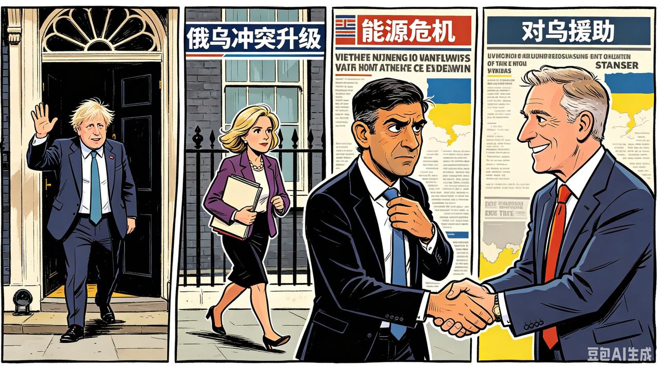 俄乌冲突拉开序幕后，英国在对乌援助上表现得尤为激进。然而政坛却陷入动荡，短短两年