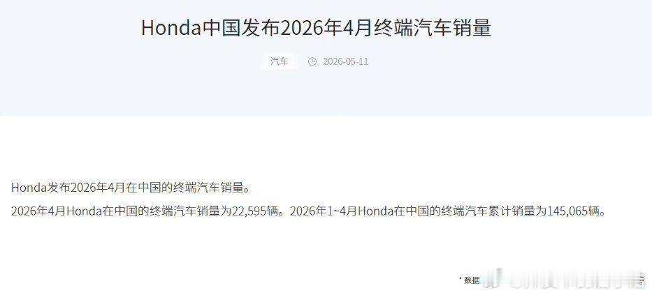 本田这波真的凉得彻底！4月在华销量直接腰斩，只卖了22595辆，同比暴跌48.3