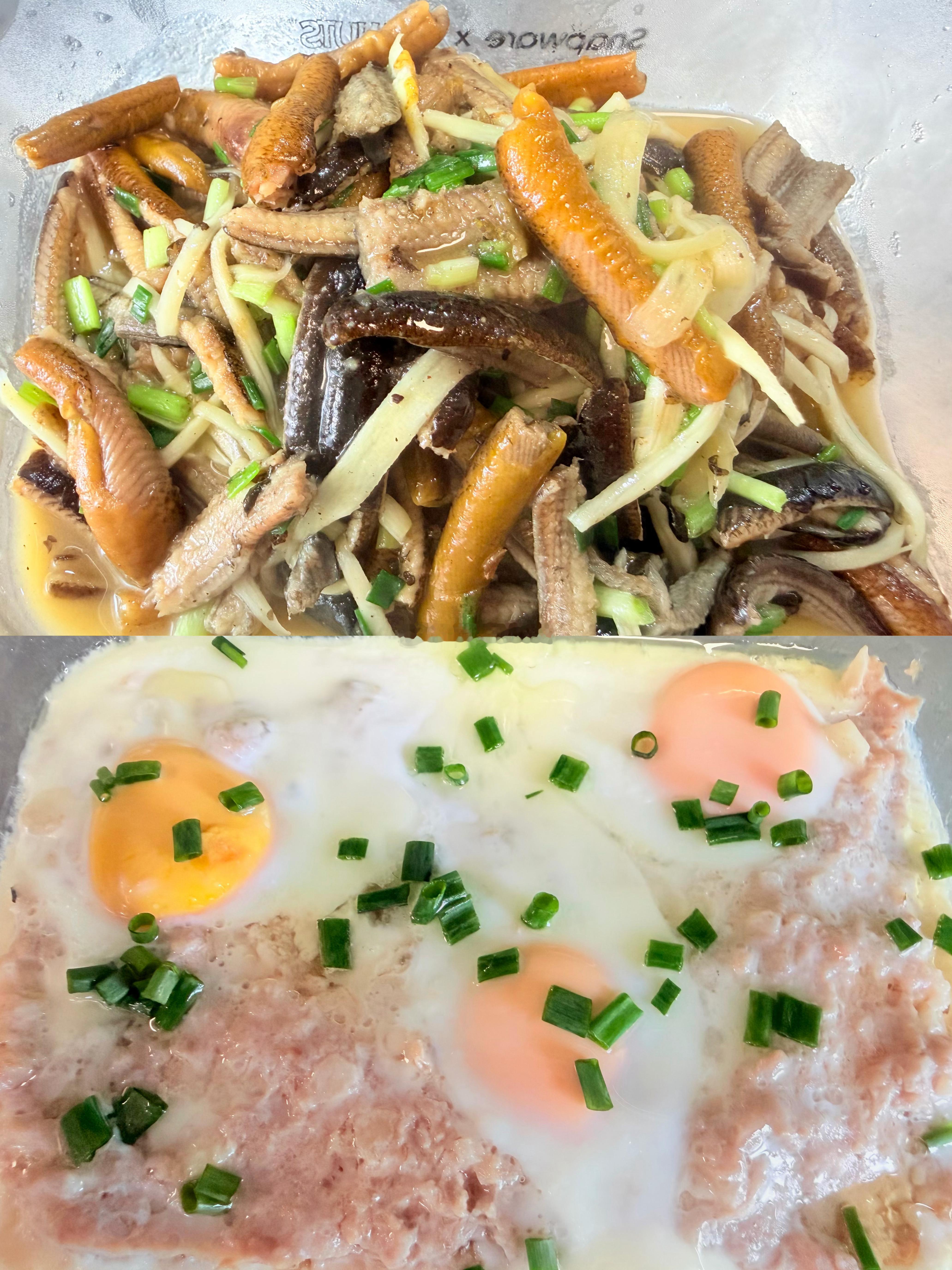 岑先生[超话]  今日：茭白鳝丝～肉饼蒸蛋～咸肉扁尖冬瓜汤🍚。早点休息，晚安?