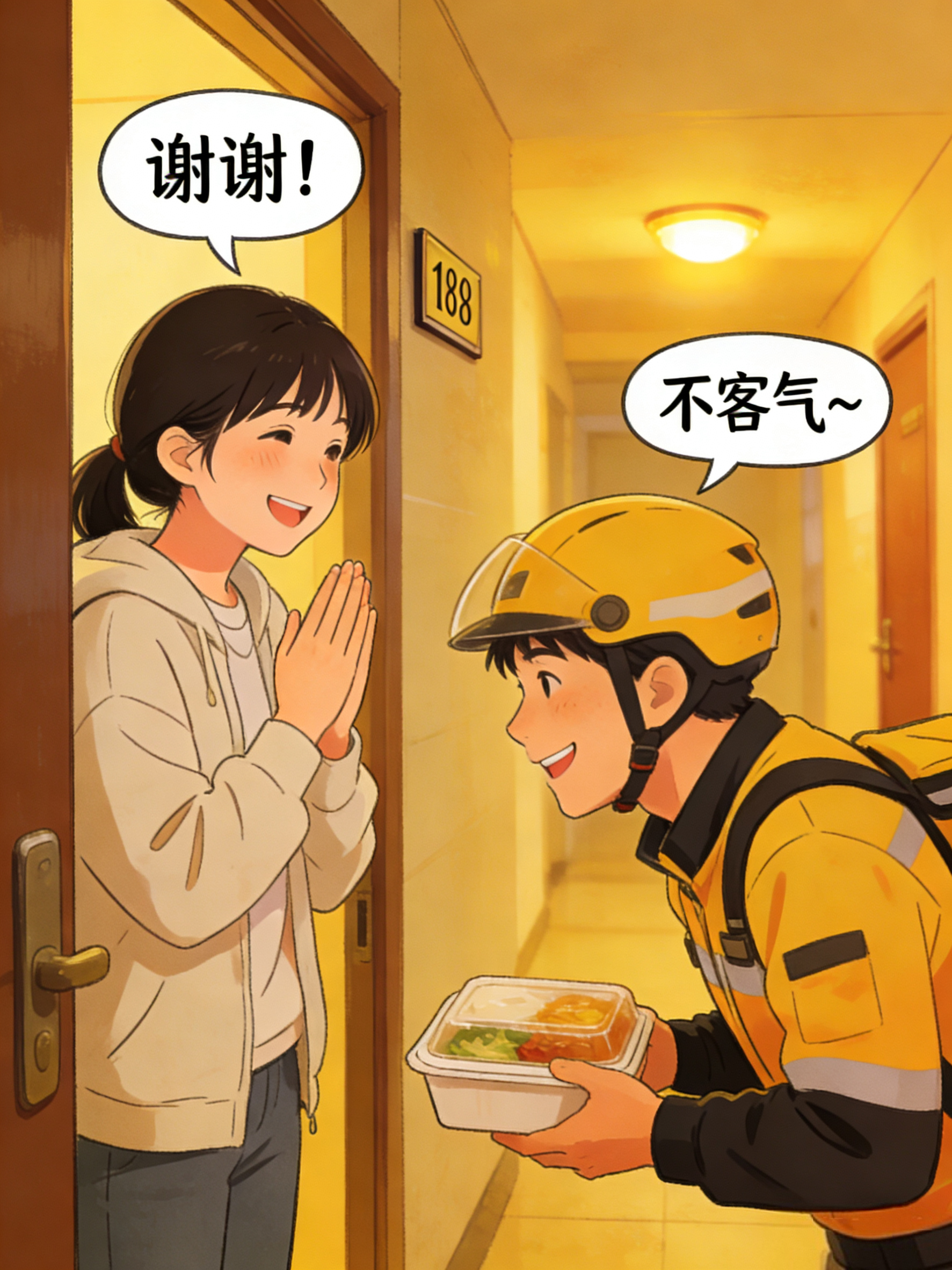日常点外卖，下意识会跟外卖员说声谢谢，普通劳动者都不容易，只要付出辛苦的，都应该