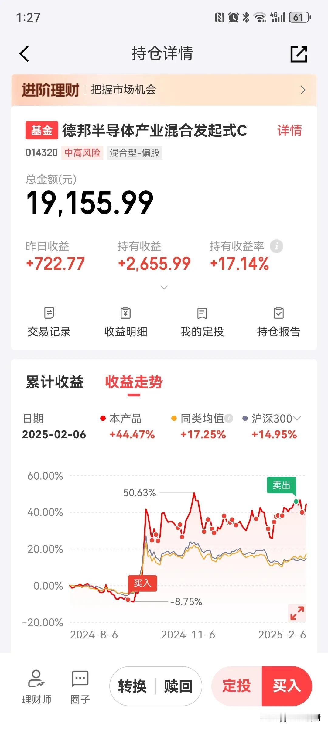 德邦又给了1000减3.88元的红包，这么好的福利，不定投加仓可惜了！生怕下次不