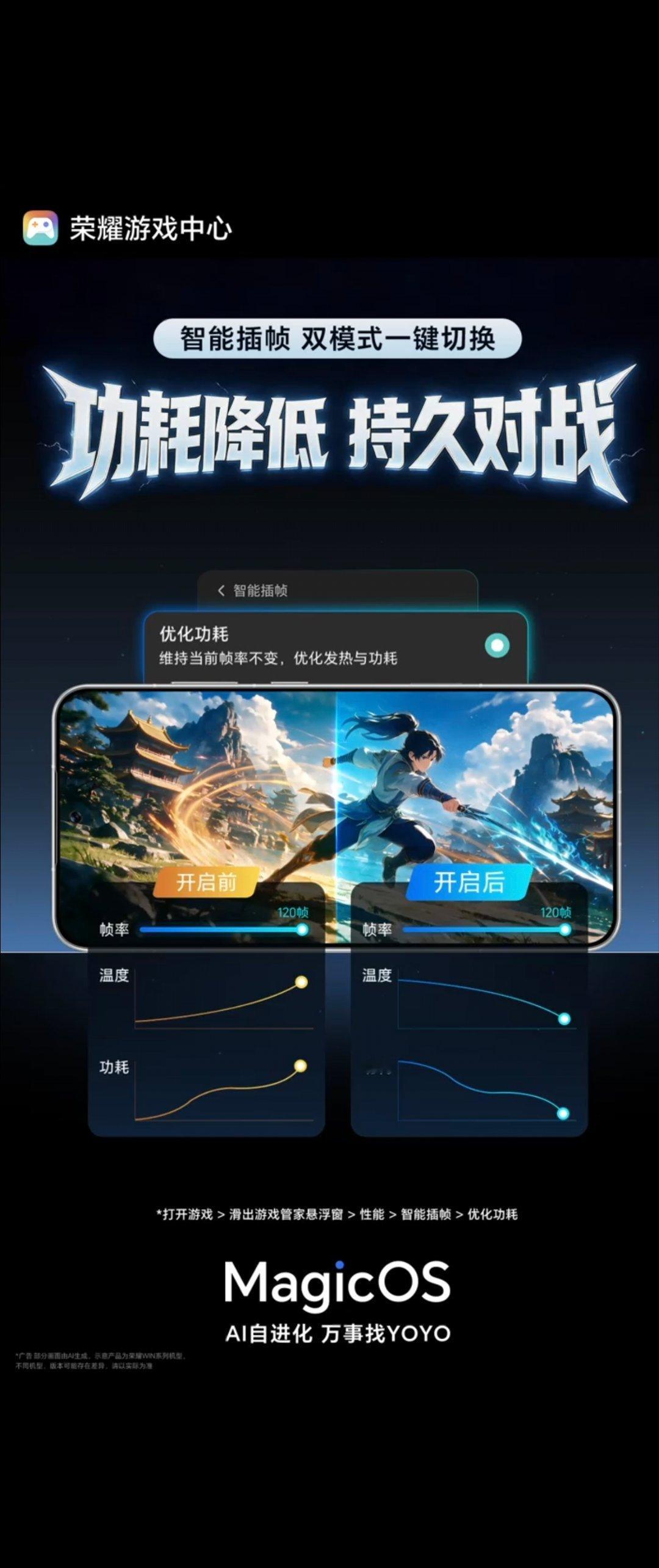 来来来，我刚打开荣耀游戏中心发现 双档位随心切了呀，低帧提流畅，高帧降功耗，告别