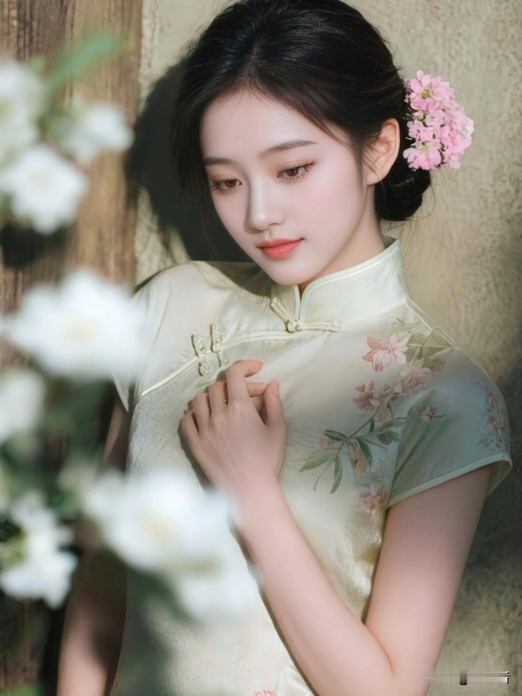 记录我的2026一身雅致旗袍衬温婉身姿，一袭古韵寄满满期许。愿提笔从容自信，合笔