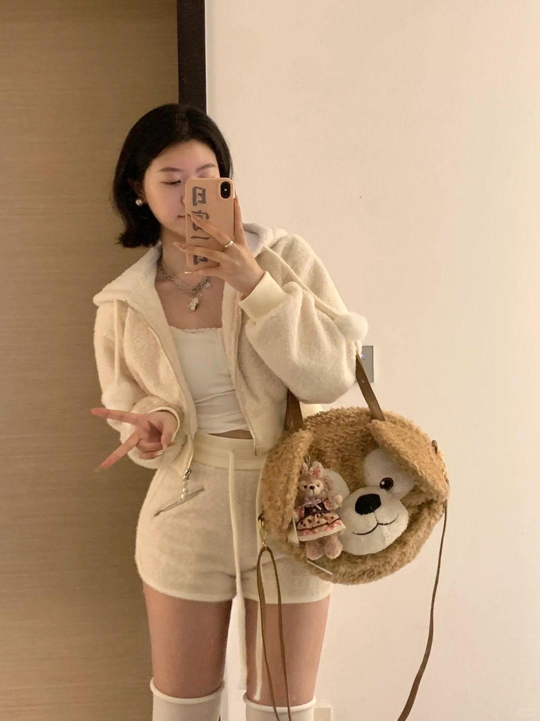 165/120 微胖穿搭 纯欲毛绒套装