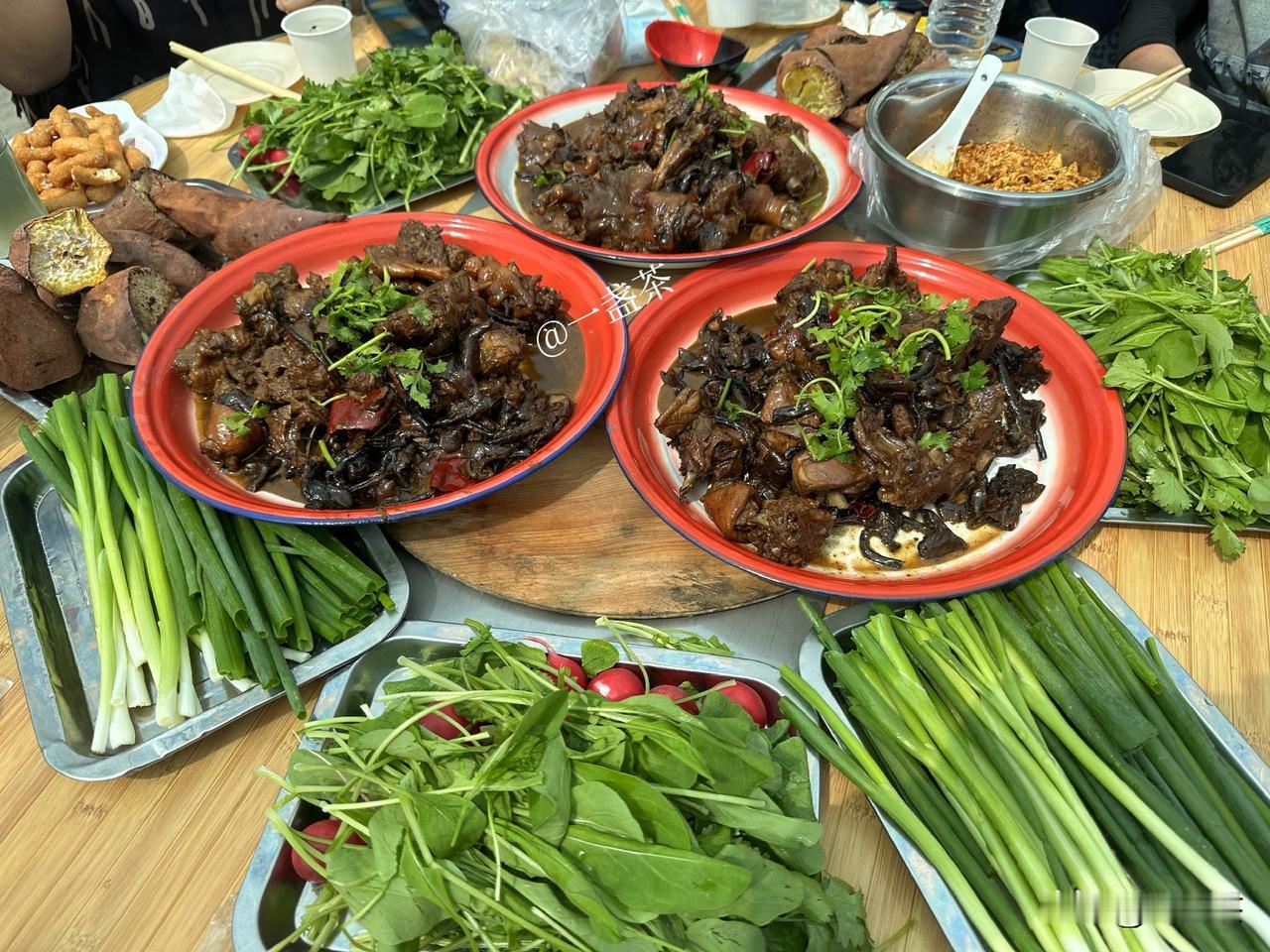 今天是来到齐齐哈尔的第四天，家里亲戚请我们吃了一次地地道道的农家饭。

看着眼前