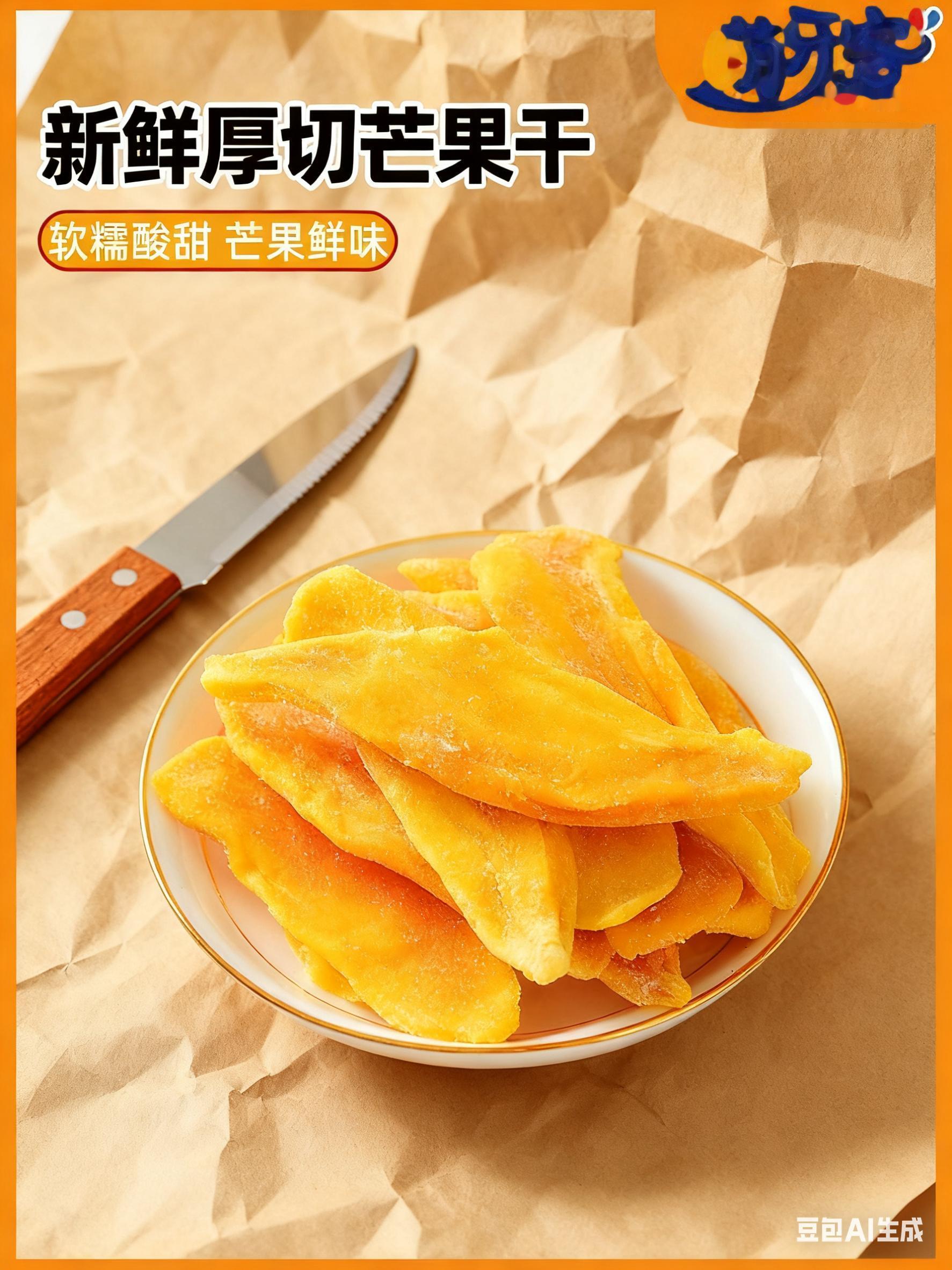 原果厚切的 大片厚实 吃起来更过瘾 软糯有嚼劲 满口芒果本身的清香和香甜