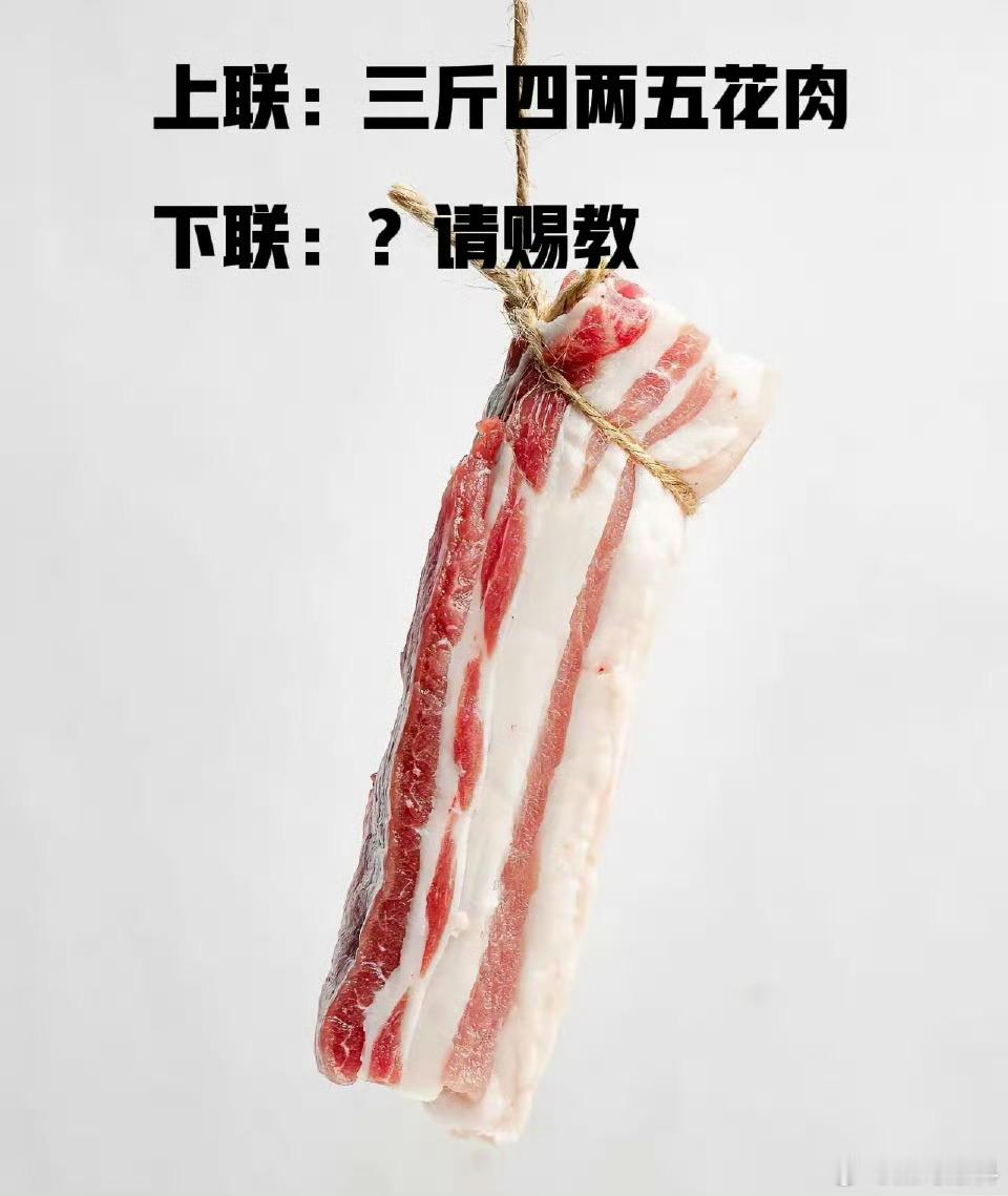 上联：三斤四两五花肉下联：？高手请赐教……... 