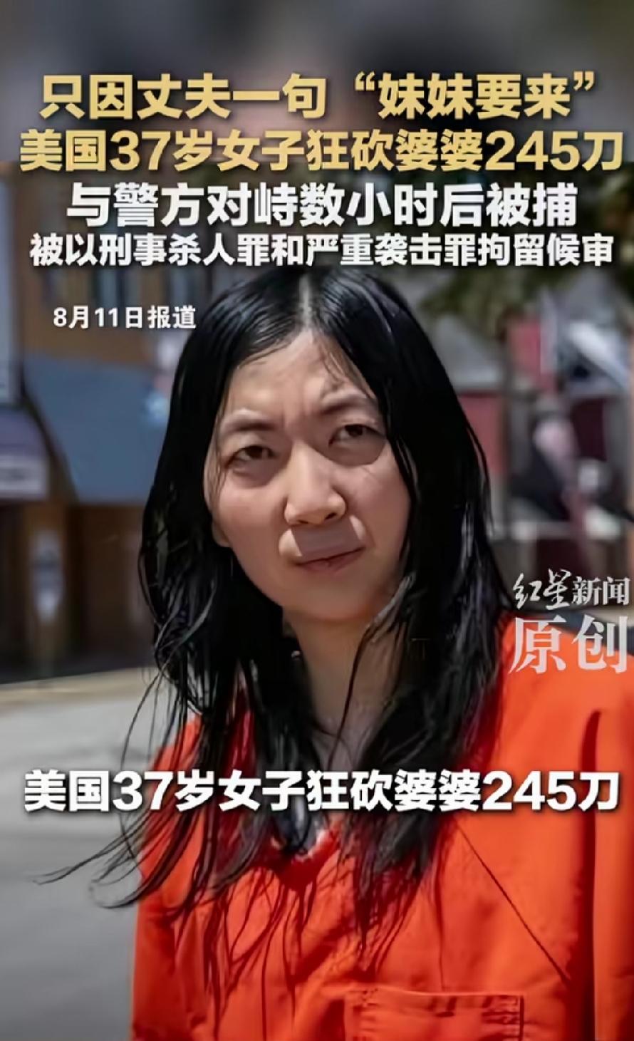 37岁女子狂砍婆婆245刀！看来婆媳矛盾不仅仅是国内才有，美国也不例外。
这起骇