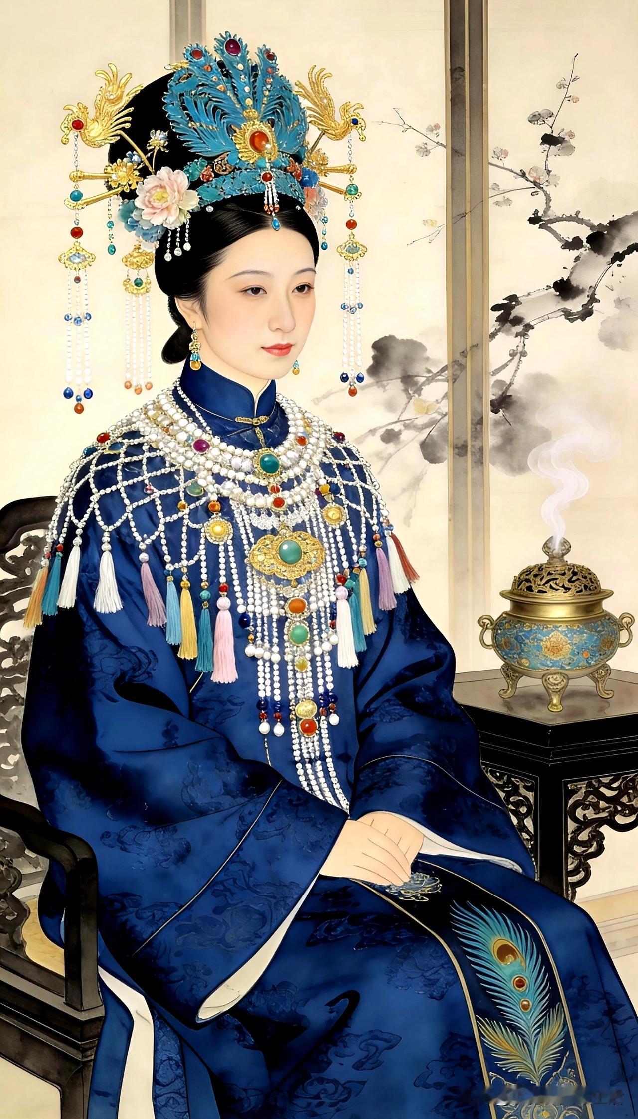 宫中美人，珠光宝气。