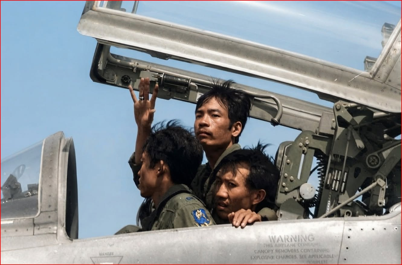 【三座F5战斗机】1975年4月30日南越覆亡之际，南越空军飞行员拆除了F-5A