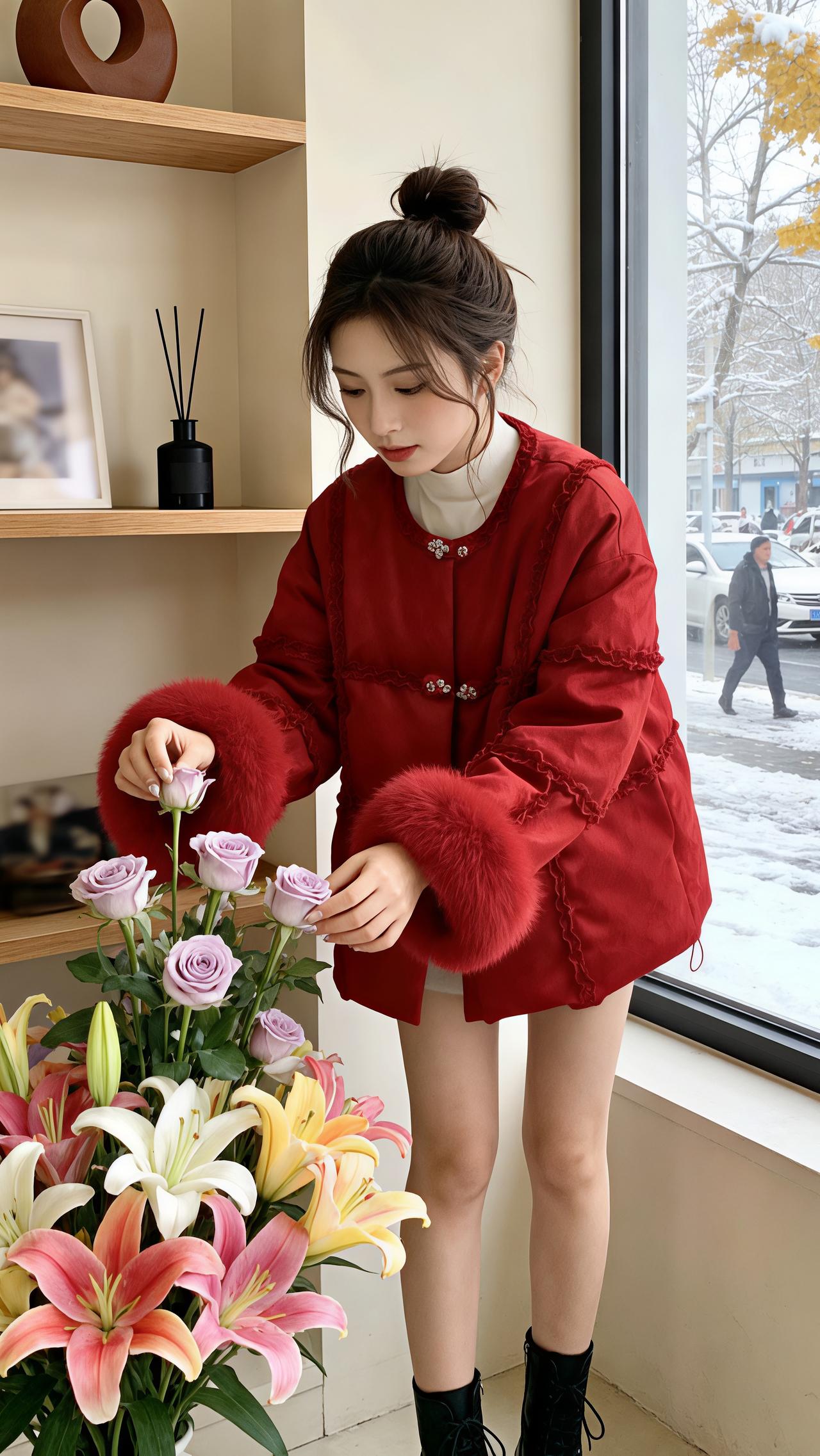 过年穿什么 新年穿搭 冬季穿搭 红色 羽绒服