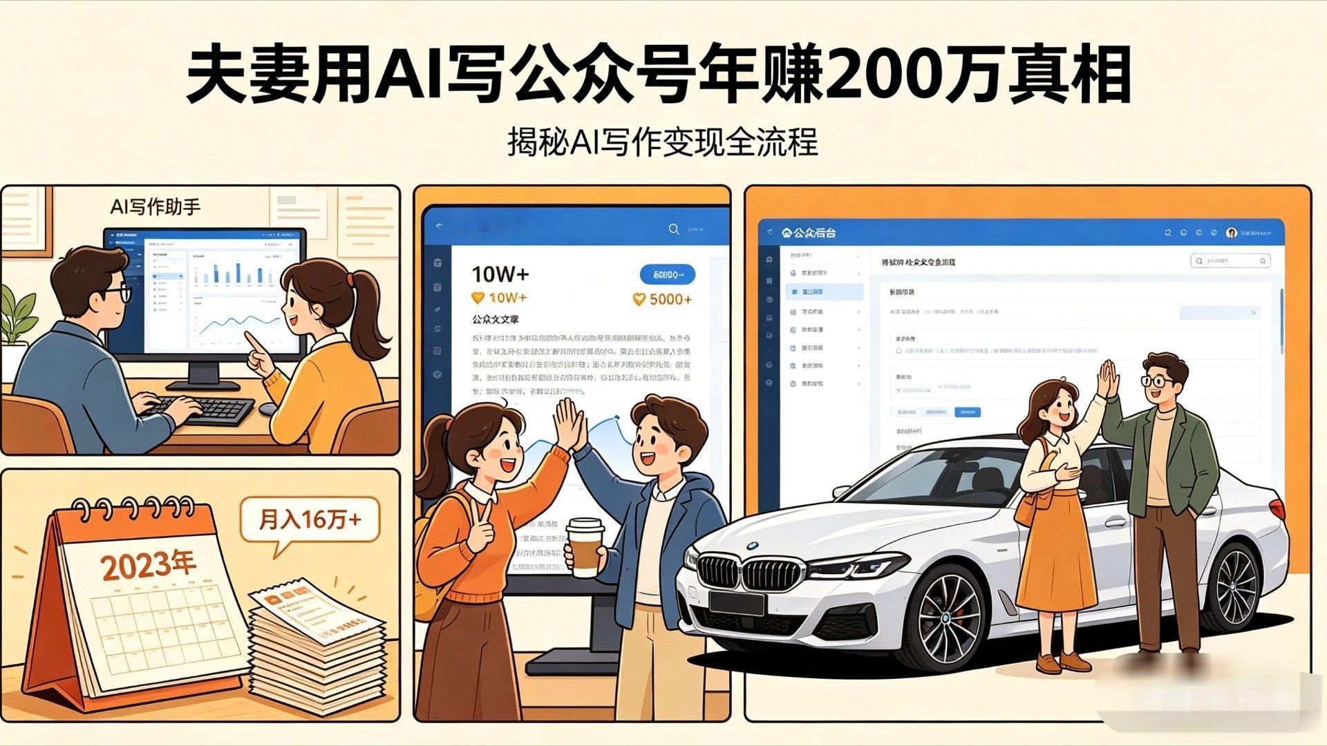 夫妻用AI写公众号年赚200万真相不论是哪个app一旦刷到有些博主教你方法怎么赚