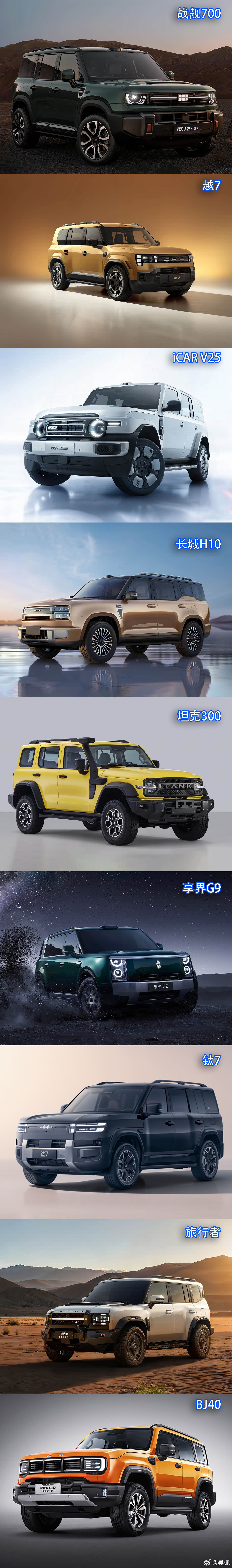 最近9款较新的硬派越野风格SUV，哪个的造型设计你最喜欢？哪个觉得还不够硬朗？大