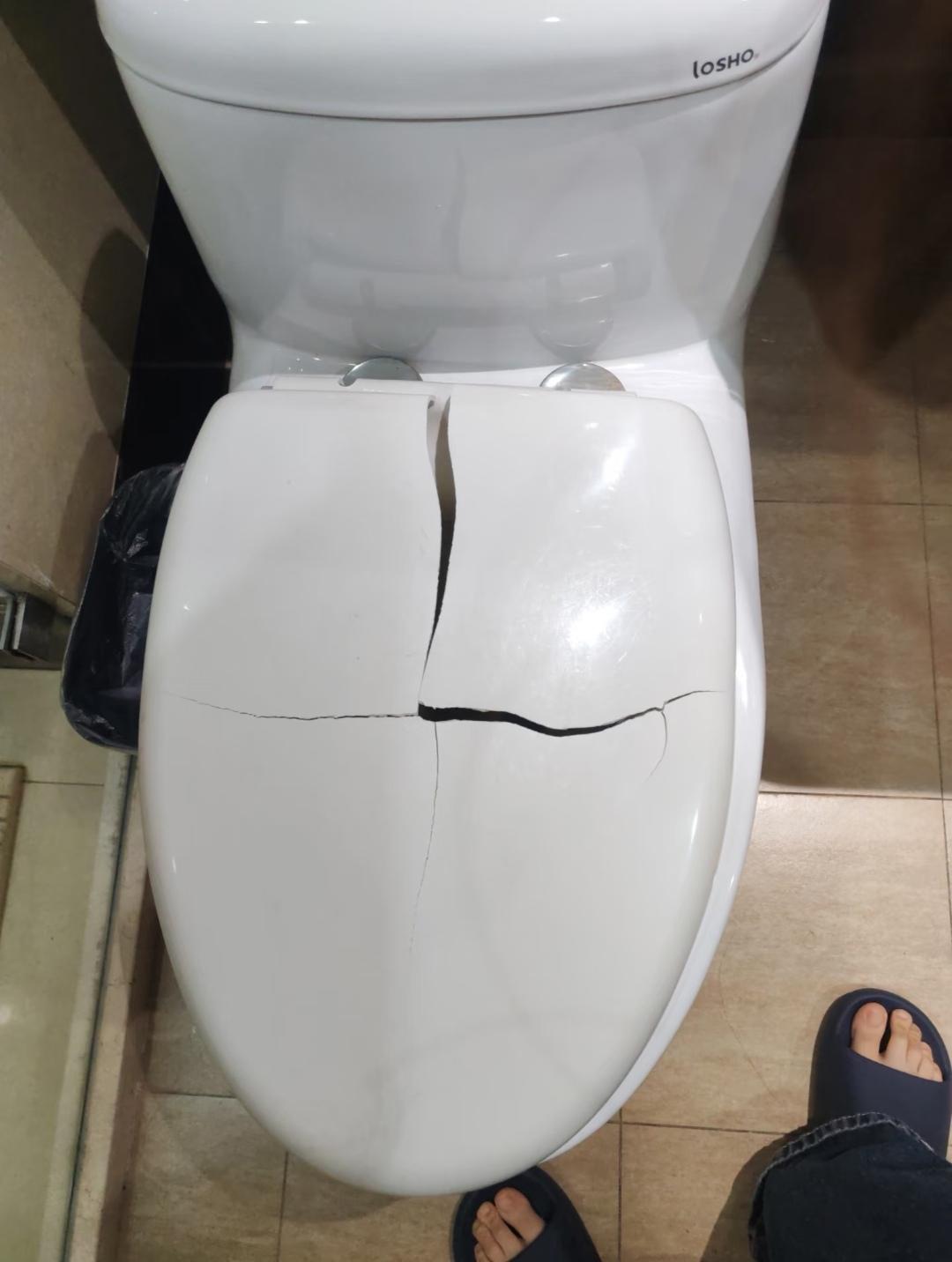 一屁股把旅馆的马桶盖坐烂了，怎么给前台解释可以不赔钱？急，在线等！
