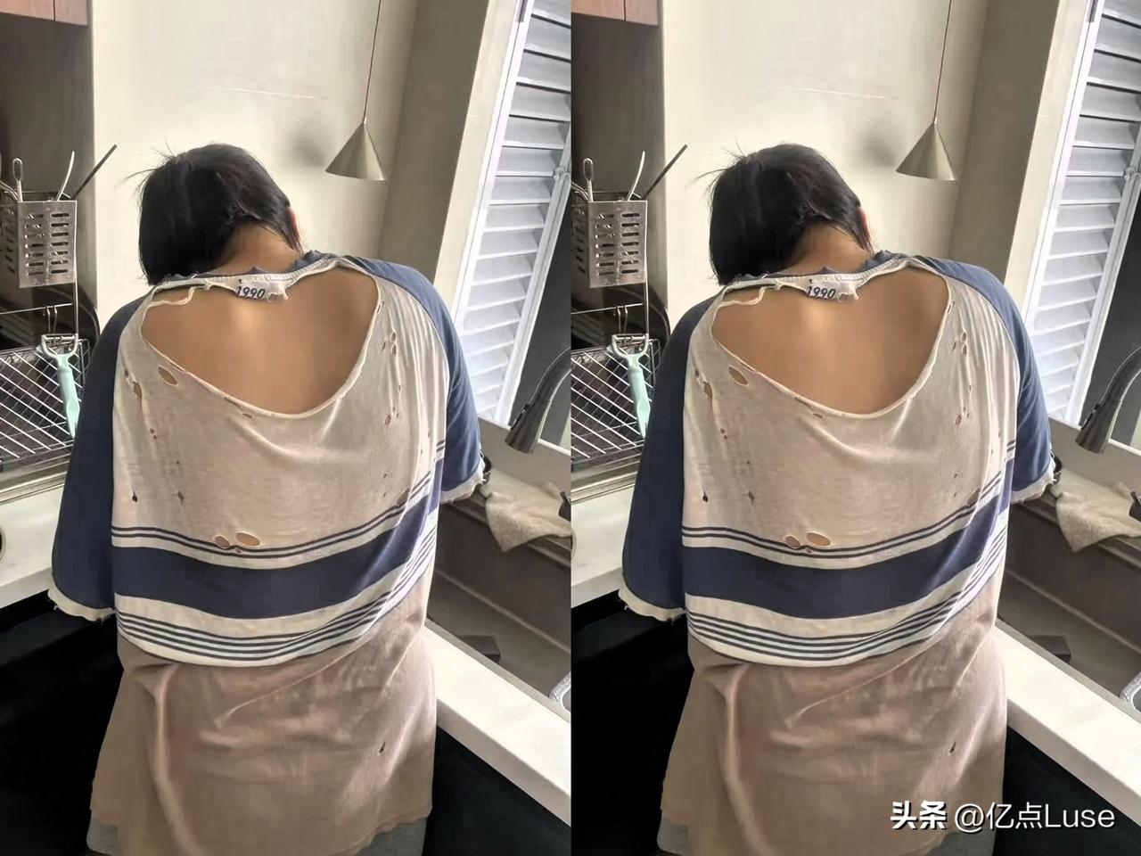 中午做饭时，老妈看到嫂子穿的T恤烂得像露背装，便给她微信转了1000元，让她饭后