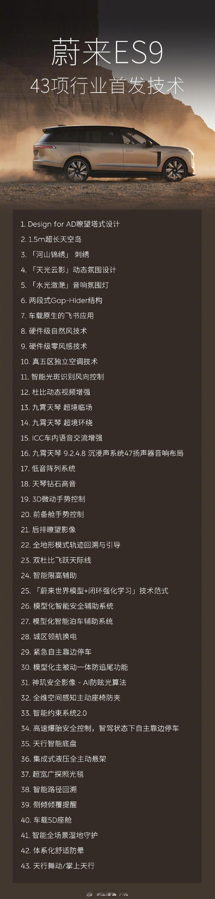 43个技术首创？蔚来这次是真把家底都掏出来了。
刚看完蔚来ES9发布会，最让我愣