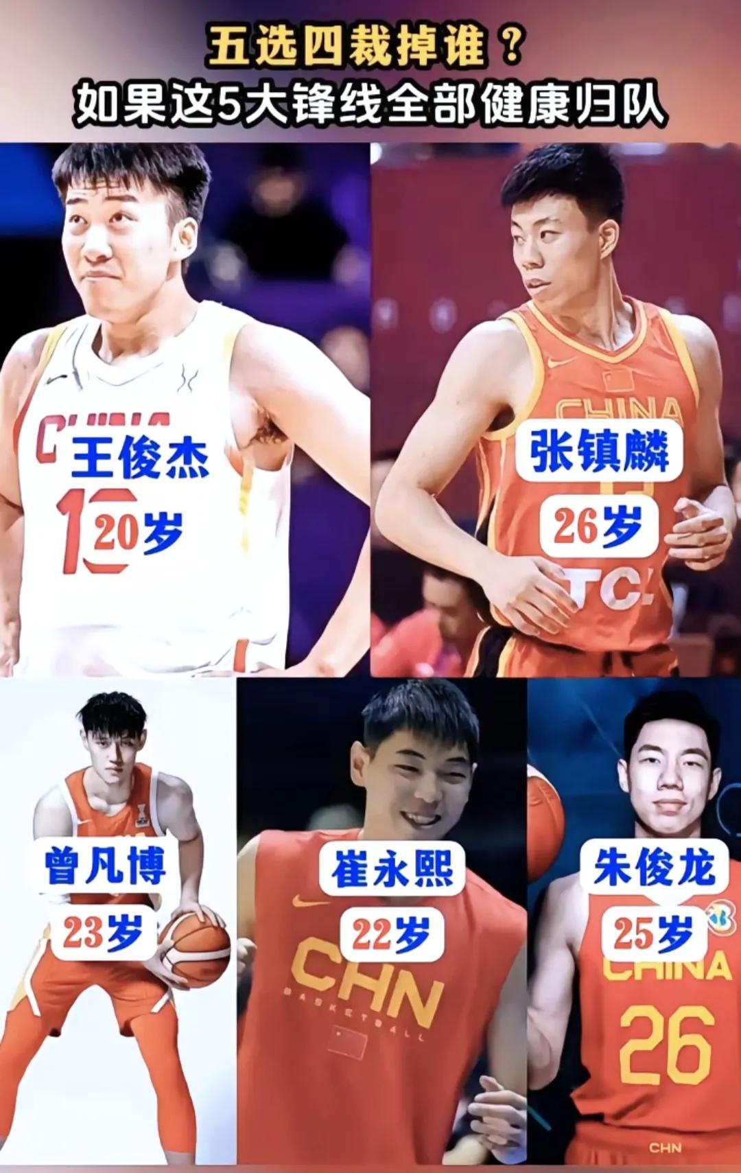 网络上有个讨论，说这五名球员如果都健健康康的，那么进入国家队得淘汰一个，去掉谁好