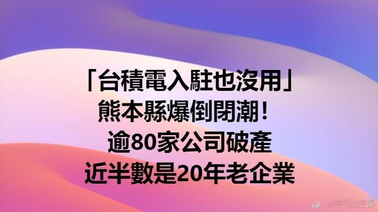 台媒：台积电进驻日本熊本县，其中一个备受期待的就是能带动当地经济，怎料如今却传出