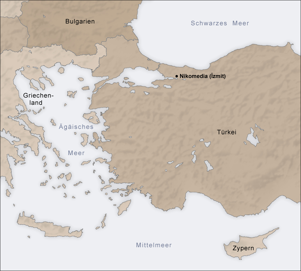 小亚细亚北部的尼科米底亚（Nicomedia，Νικομήδεια，今土耳其İz