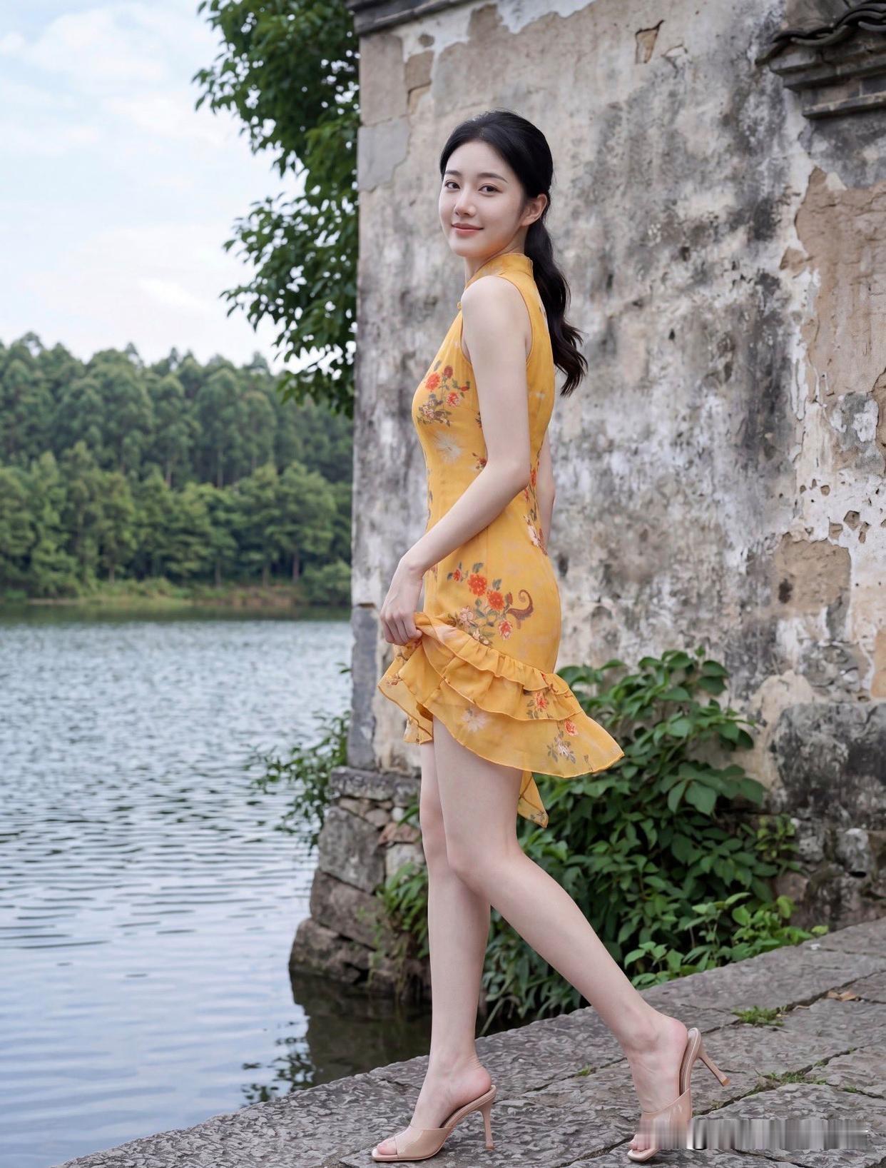 夏日清新穿搭，在湖边享受宁静时光🌿💐👗