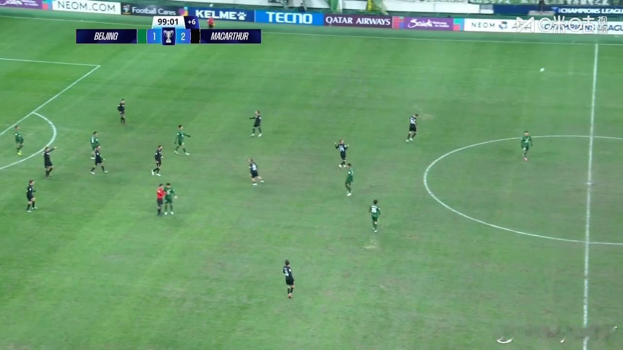 北京国安1比2麦克阿瑟fc  亚冠二级小组赛E组第6轮，北京国安主场迎战澳超球队