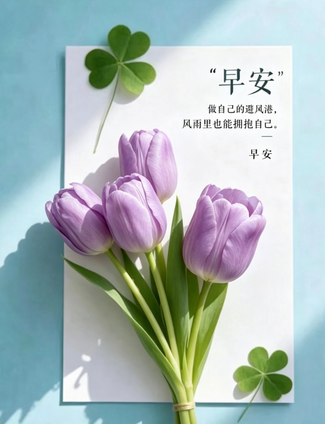 早安    晨光携清风赴约，掀开崭新一日篇章，愿你步履皆坦荡，岁岁皆晴朗。早安！