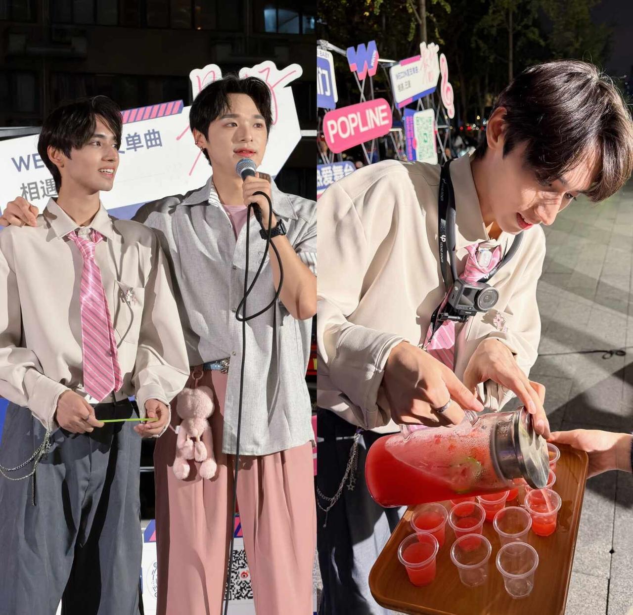 男团忙完舞台忙店铺
今天也是能量满满的一天，路演结束还录制了男团拉客挑战 敬请大