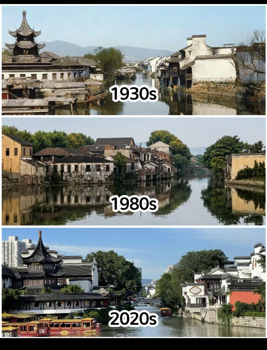 1930年秦淮河好看，像 常州无锡一代的建筑风格  ，更有江南韵味，后来建的马头