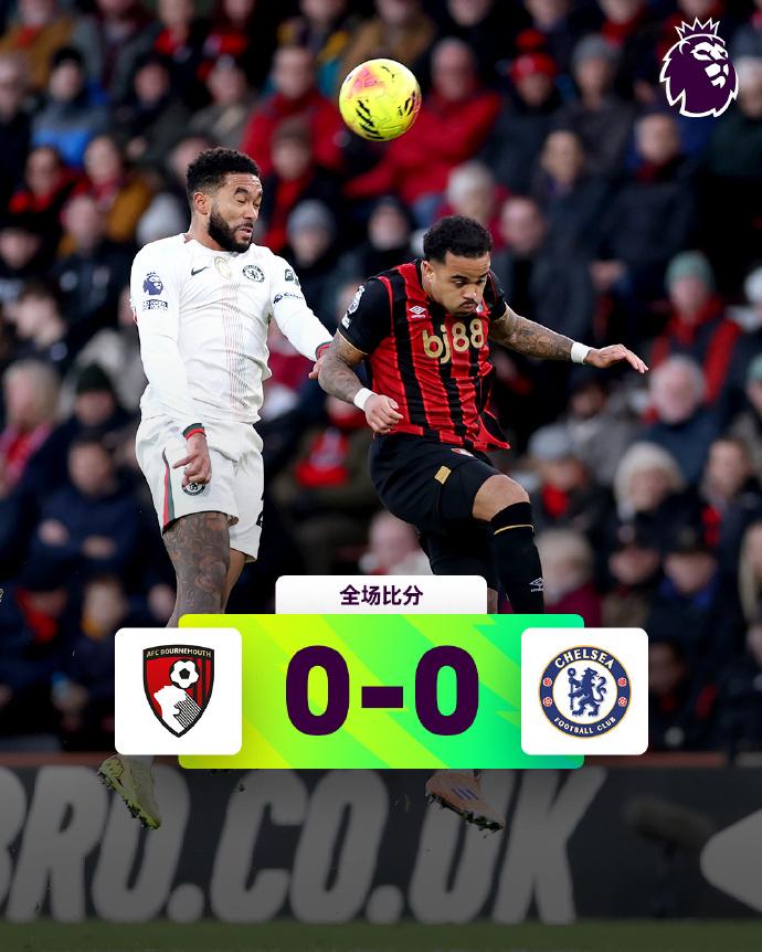 全场比分 | 伯恩茅斯 0-0 切尔西