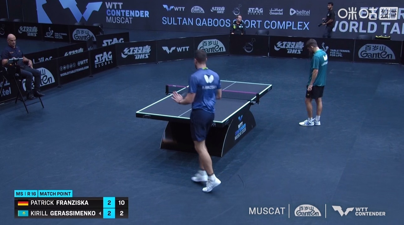 2026wtt马斯喀特挑战赛男子单打16-8弗朗西斯卡3-2格拉斯门科（11-5