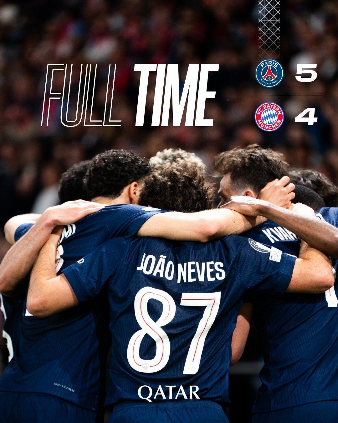 巴黎5-4拜仁，历史最佳欧冠比赛！这场比赛给人感觉就是提前进行的决赛，但是价值在