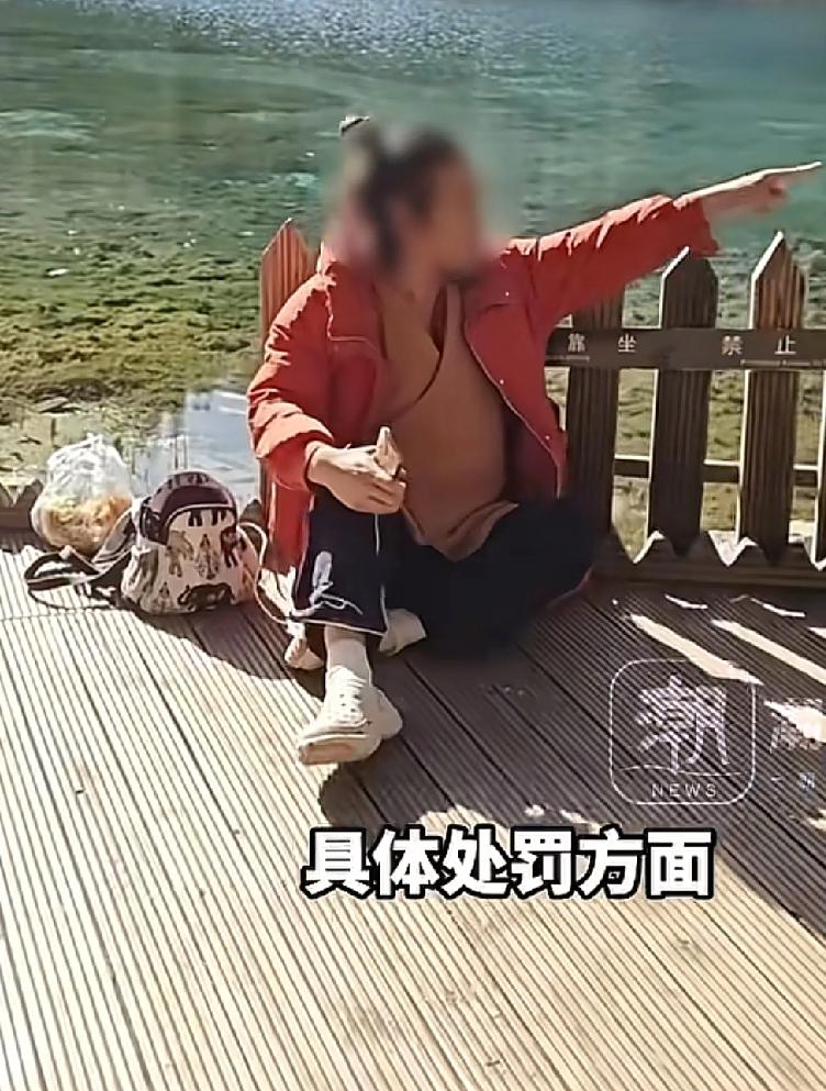 这个事情只能说每个人对生态环境保护的理解不同
一位游客在四川九寨沟景区内游玩的时