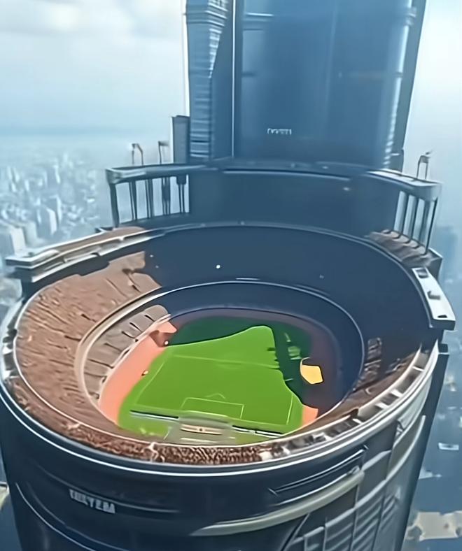 顺利拿下2034年世界杯承办权后，土豪沙特要在高楼顶上造个能塞下5万人的半空球场