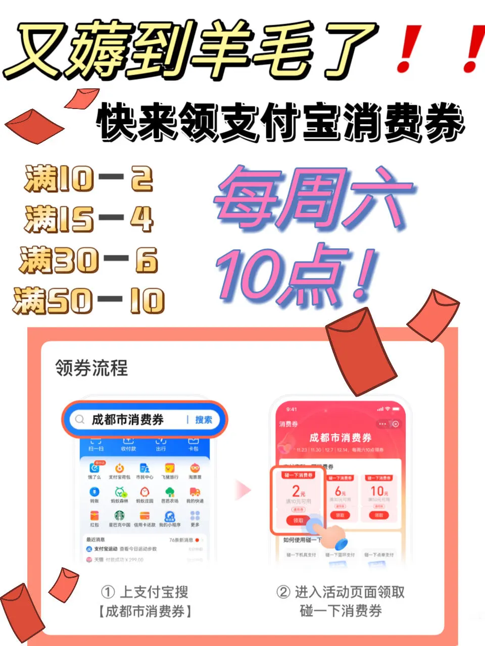 快来薅羊毛❗️领支付宝消费券❗