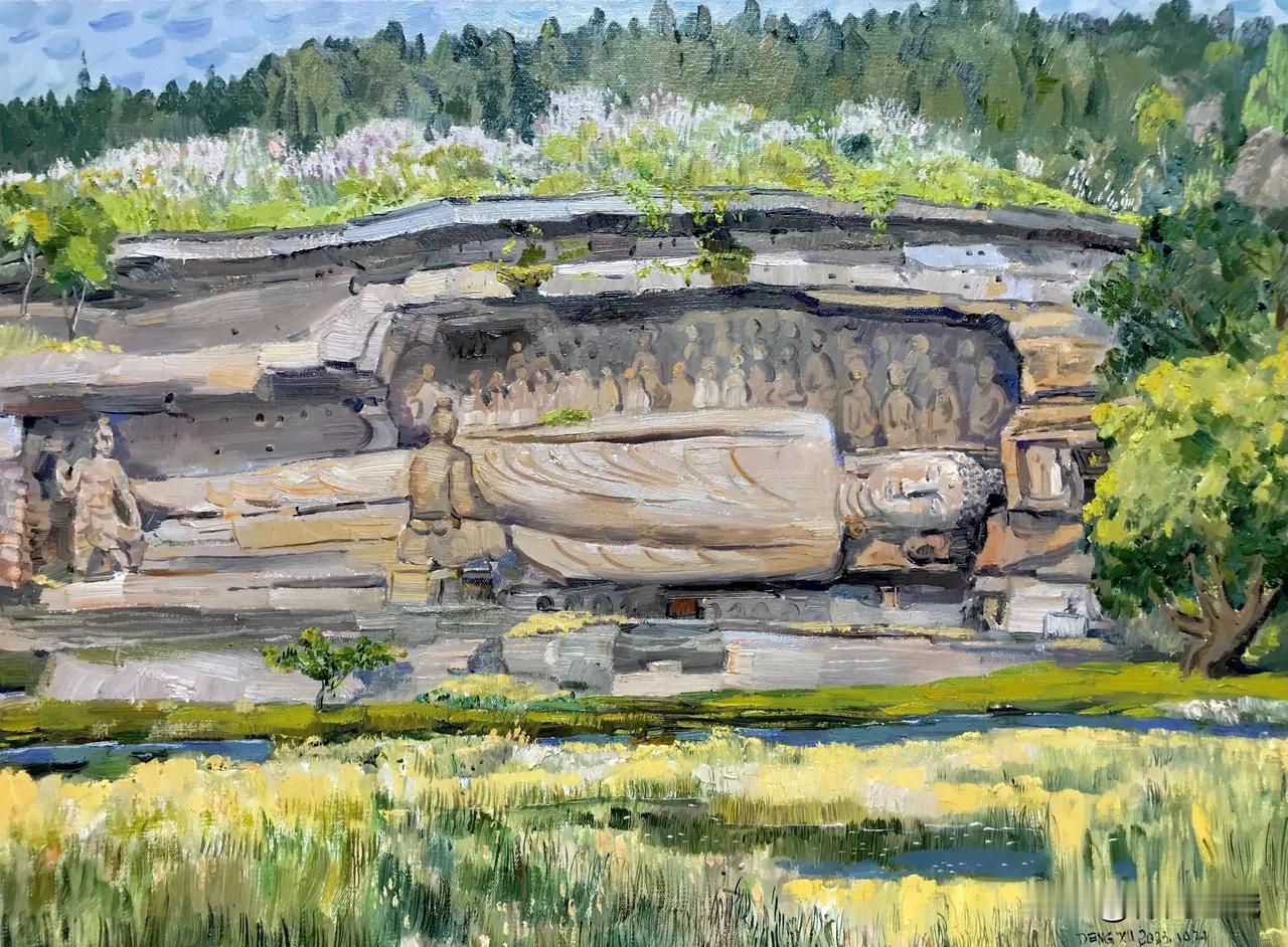 邓旭老师绘画作品欣赏
安岳卧佛 油画 60x80cm