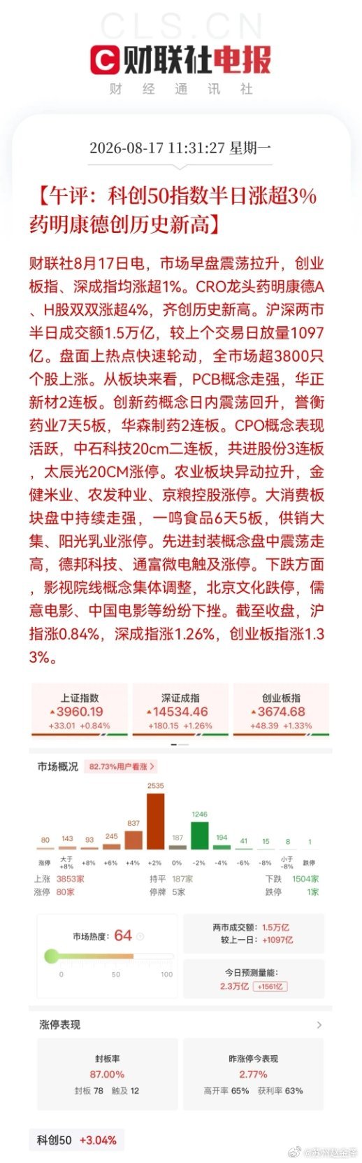不错不错，今天这个走势才有《牛来》的感觉嘛。盘面有几个好的信号，预示着接下来还要