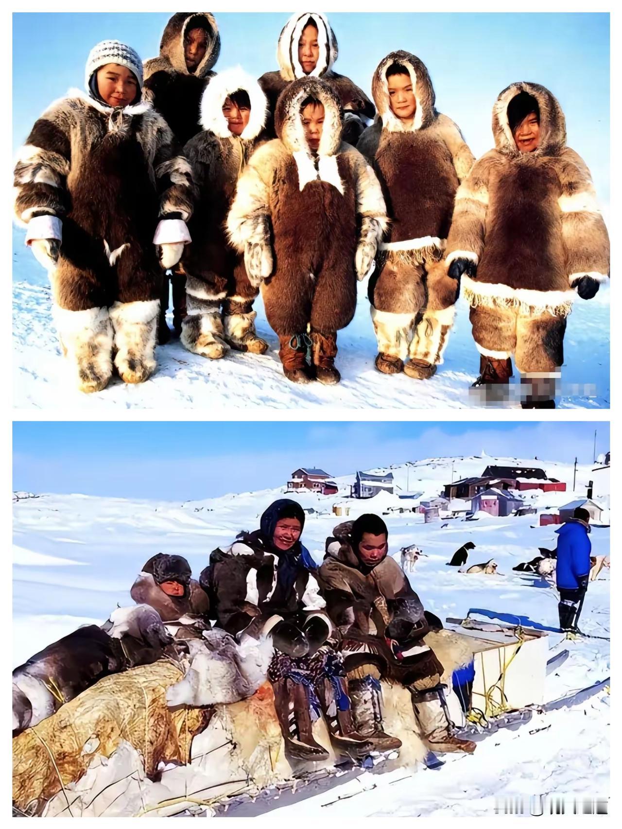 格陵兰岛原住民因纽特人，和中国人同属黄色人种。他们都是黄皮肤黑眼珠黑头发，基因研