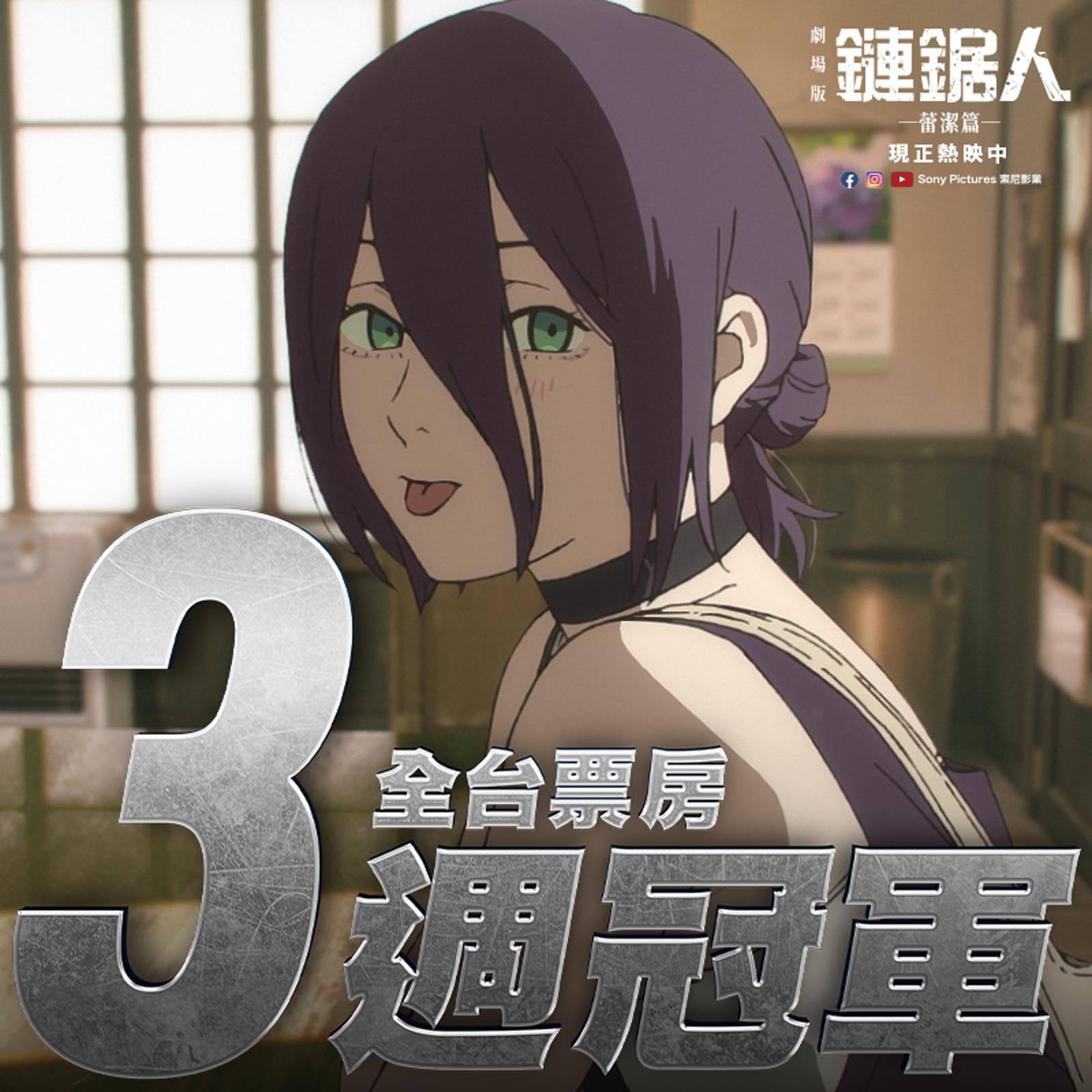 2025年第41周台湾票房 ：1.《链锯人 剧场版：蕾塞篇》四连冠，累计票房1.