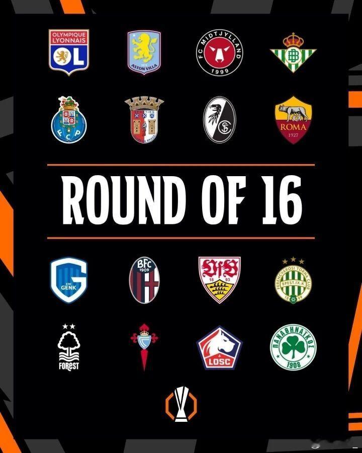 今晚抽签！欧联杯16强：维拉、罗马、贝蒂斯在列，五大联赛各2队2月27日讯 欧联