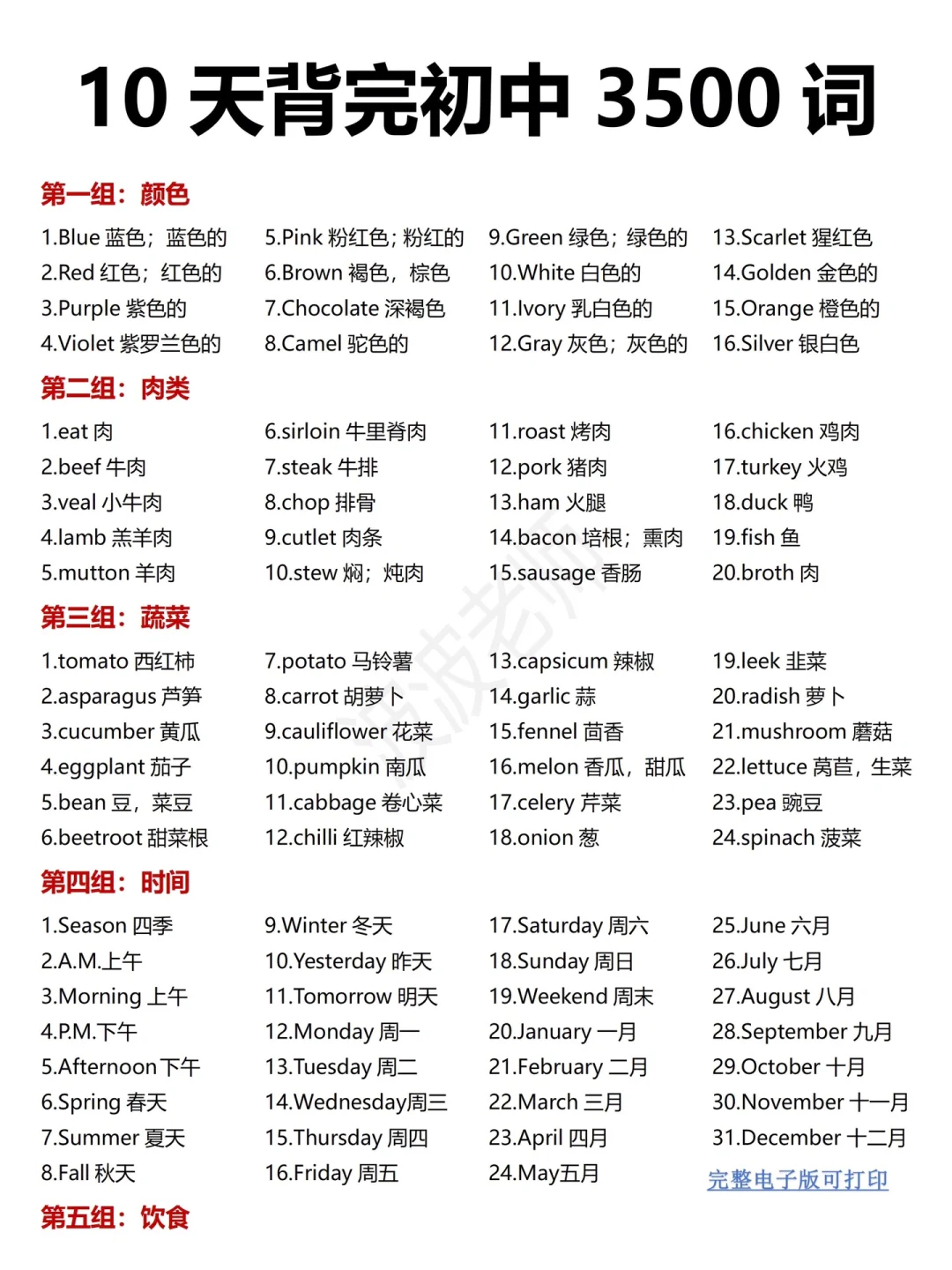 英语单词‼️10天搞定必备3500！闭眼选答案！