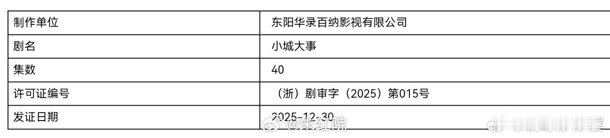 赵丽颖、黄晓明《小城大事》已下证，预计1月10日央八黄金档、腾讯视频开播！