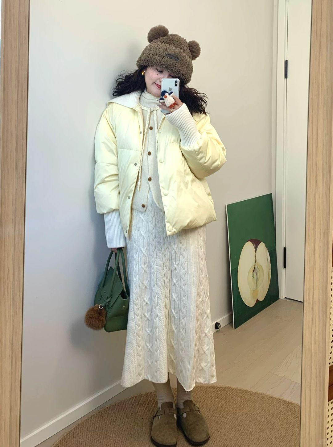 🧀｜一眼就看上的奶酪黄羽绒服和针织裙！