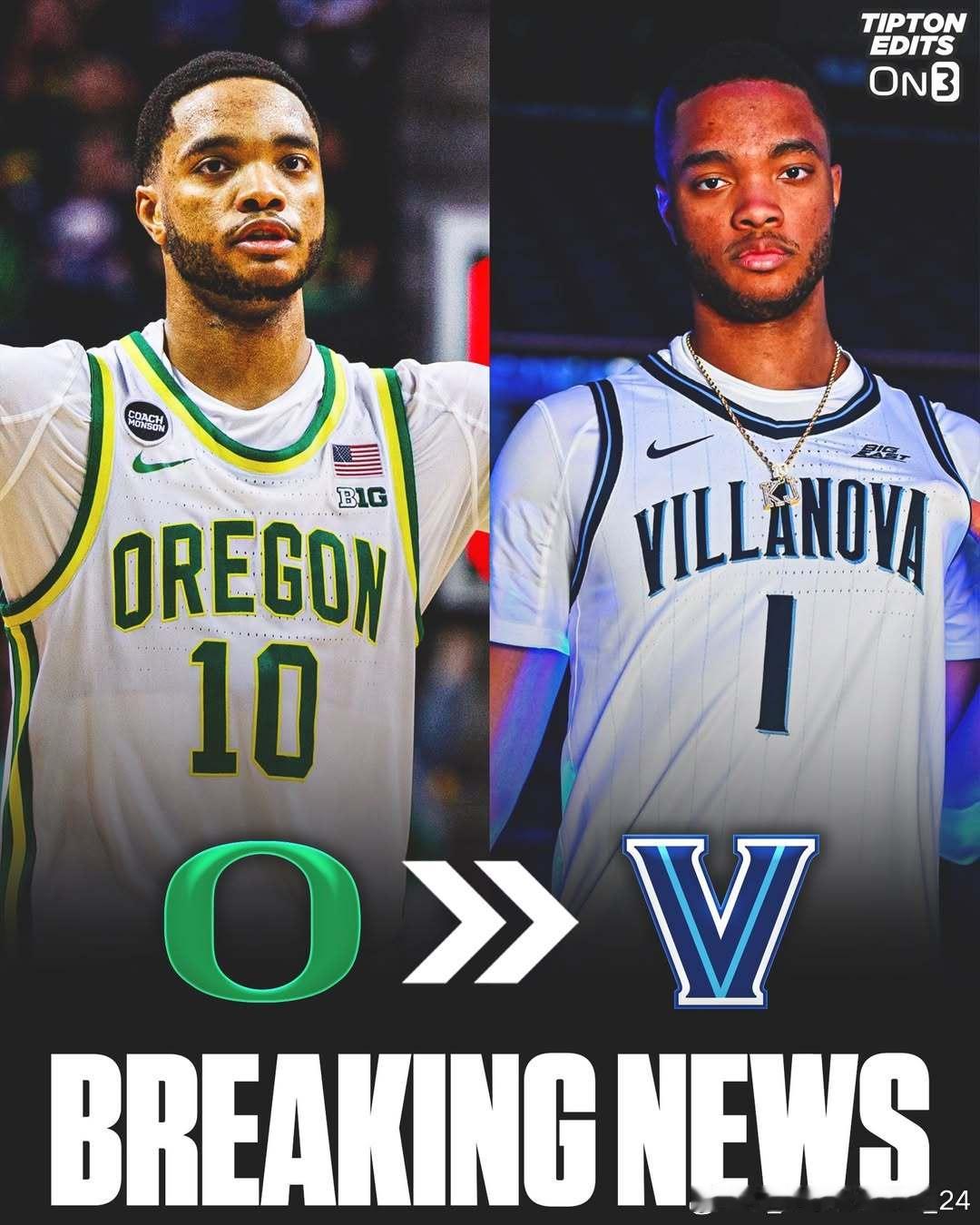 俄勒冈大学前锋小夸梅·埃文斯(Kwame Evans Jr.)转学加盟维拉诺瓦大