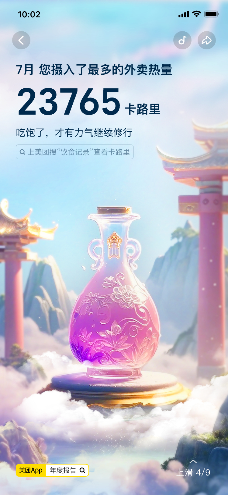美团年度报告好玩  感觉这肥是一点减不下来了，这外卖卡路里是认真的吗？！小团，你