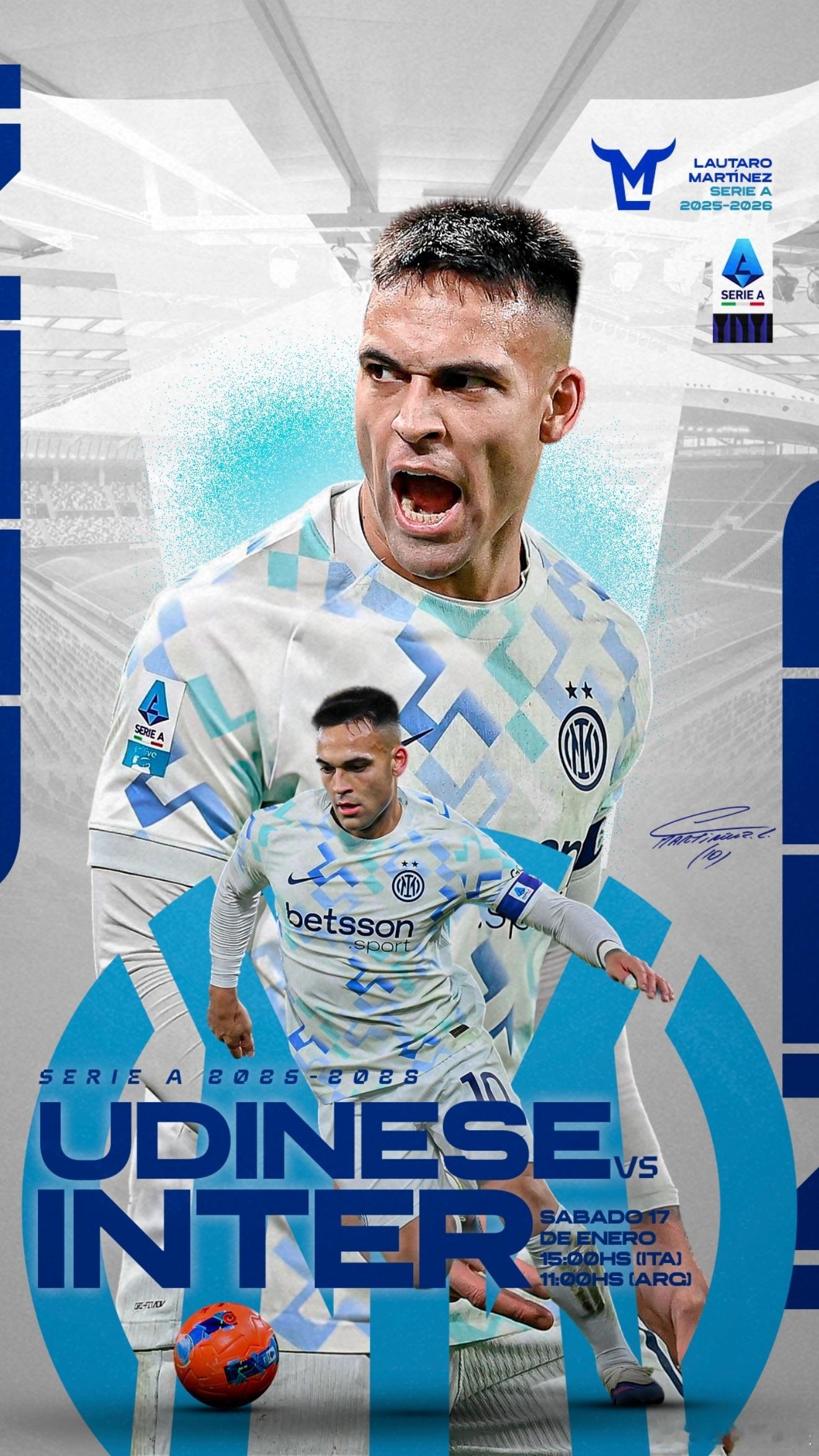 乌迪内斯vs国际米兰，劳塔罗发布赛前海报我罗要进球啦国际米兰意甲劳塔罗