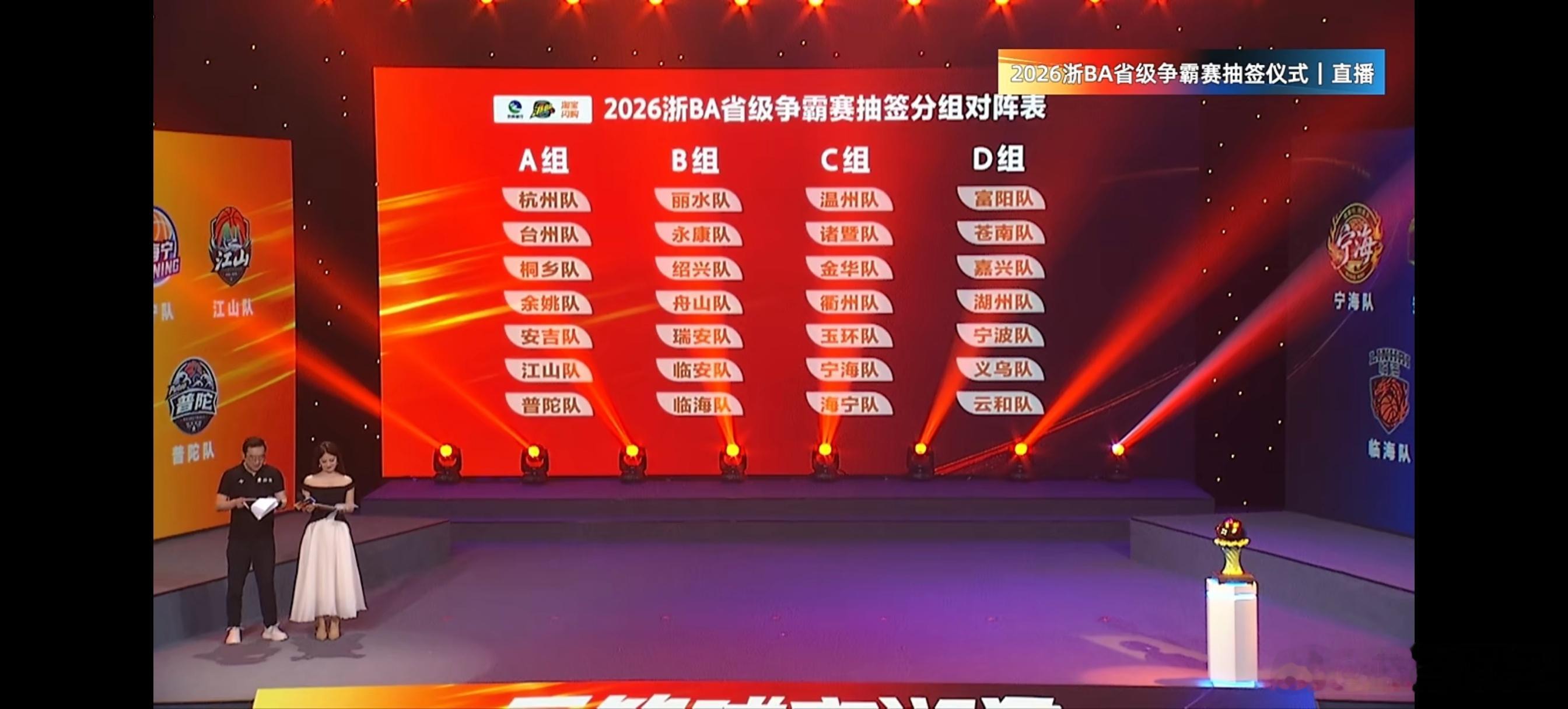 浙BA 今晚分组结果尘埃落定，A组杭州台州强强对话，D组富阳苍南扎堆堪称“死亡之