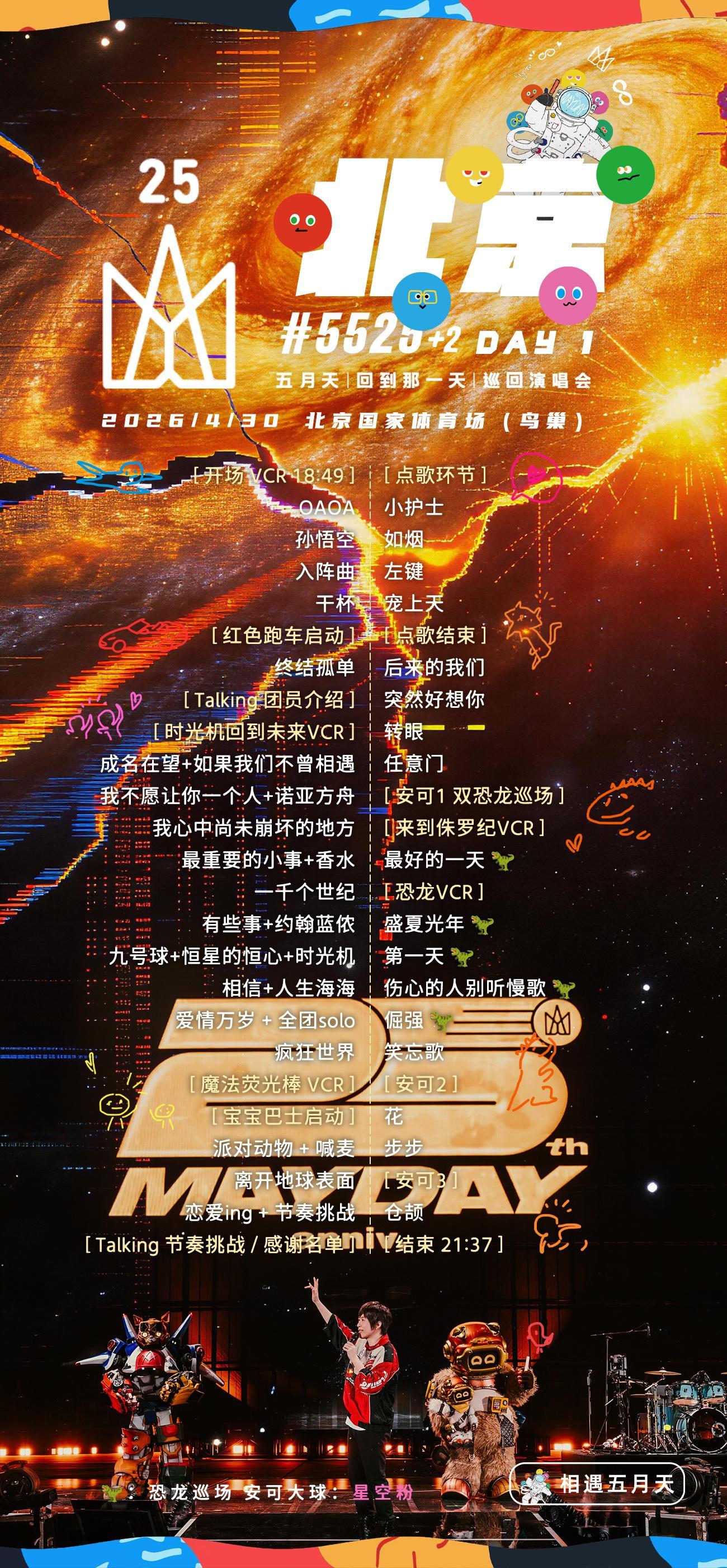 五月天 2026 北京演唱会Day1歌单5525+2 [ 回到那一天 ] 演唱会