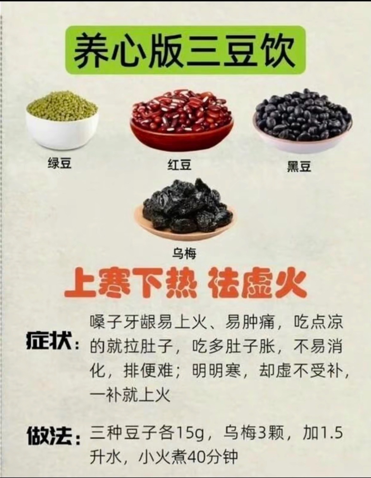 三豆饮不能随便喝养心版三豆饮，试起来 